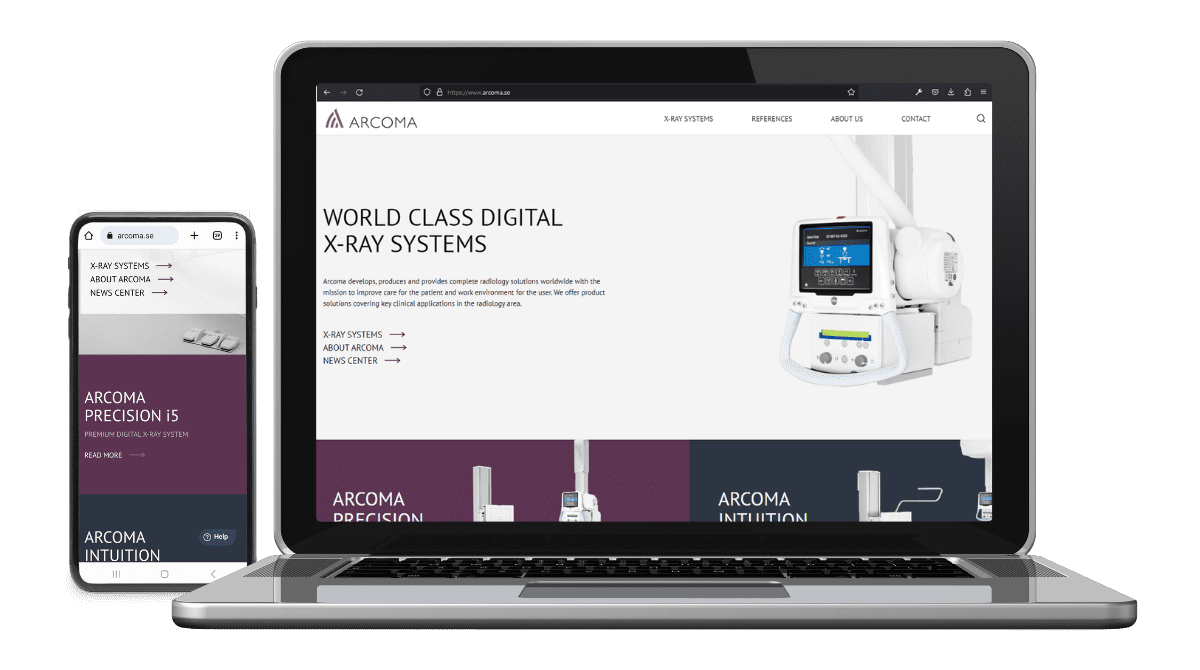 Webbplats med partnerportal till Arcoma