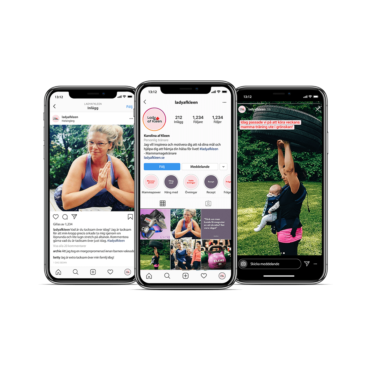 Mobiltelefoner med Instagram exempel i händelser, flödet och inlägg åt Jacobssons