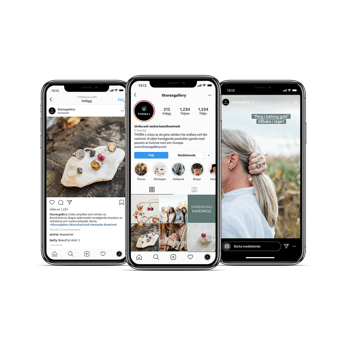 Mobiltelefoner med Instagram exempel i händelser, flödet och inlägg åt Jacobssons